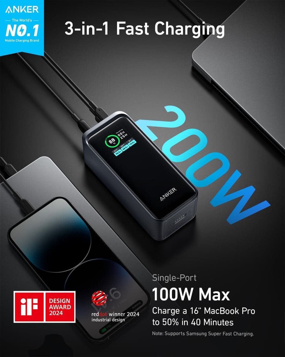 Anker Prime Power Bank 20000 мА·год 200W (A1336)