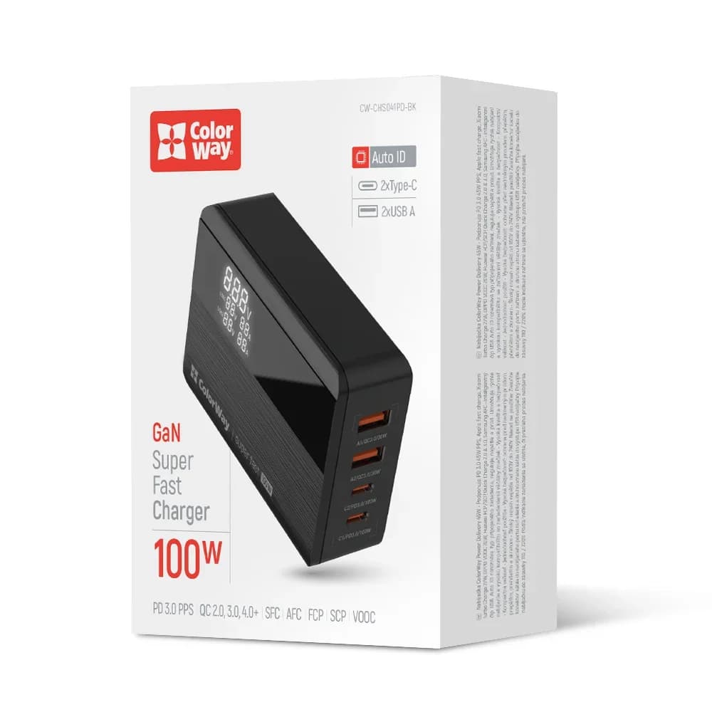 ColorWay GaN 100W (2USB-A+2USB-C)
